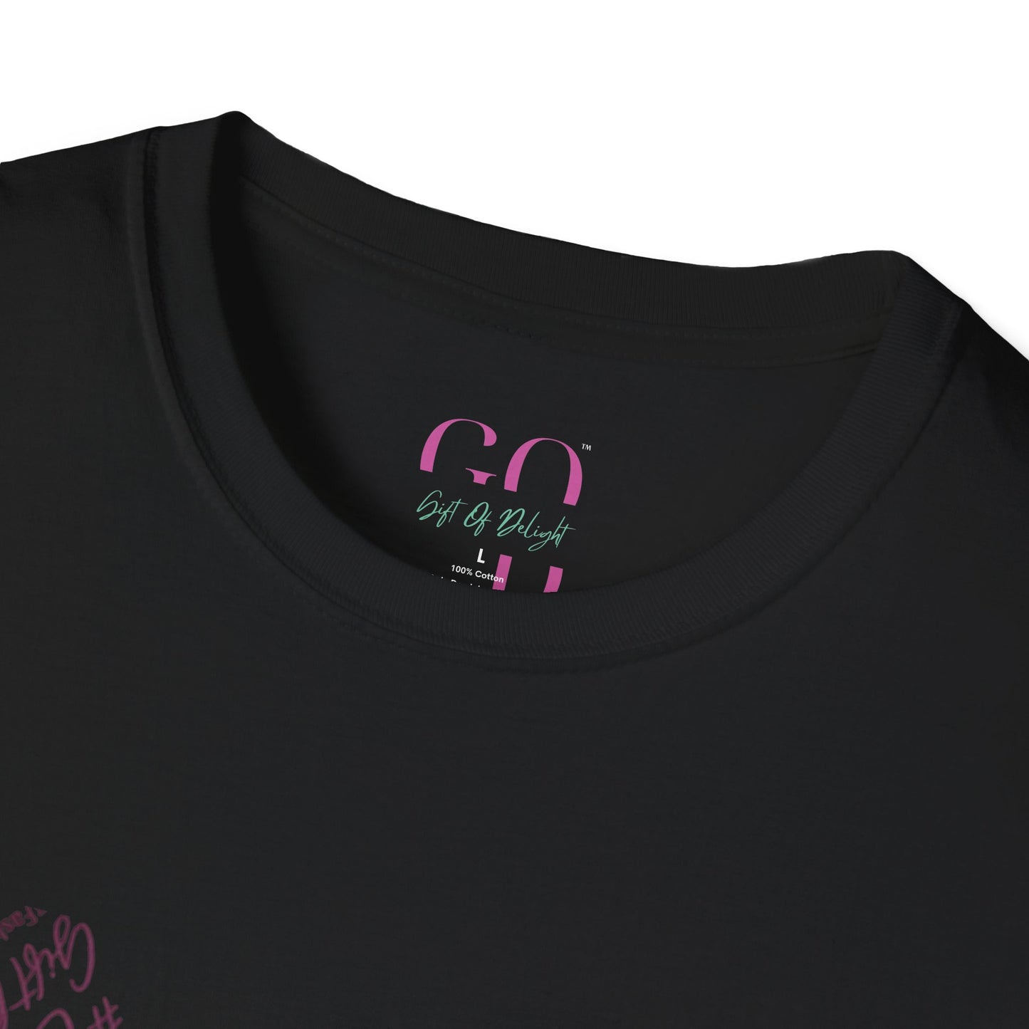 Gift Of Delight Black Signature Tag Unisex Softstyle T-Shirt