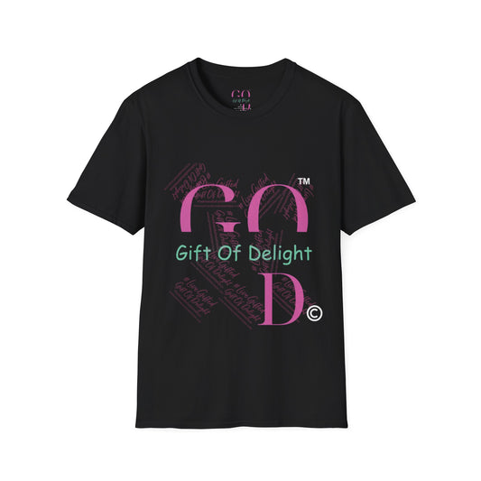 Gift Of Delight Black Signature Tag Unisex Softstyle T-Shirt